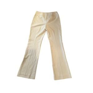 Suzy Shier Trouser Pants Women's 7/8 Beige Mid-Rise Pockets Straight Leg Pull On